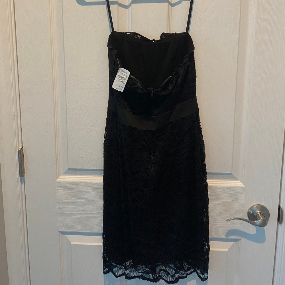 Neiman Marcus Strapless Black Lace Dress - Picture 2 of 4